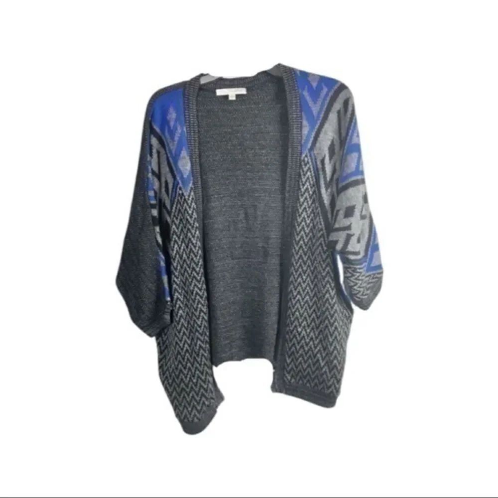 Blue, Grey & Black Aztec Cardigan Sweater Size Large by Say What?.